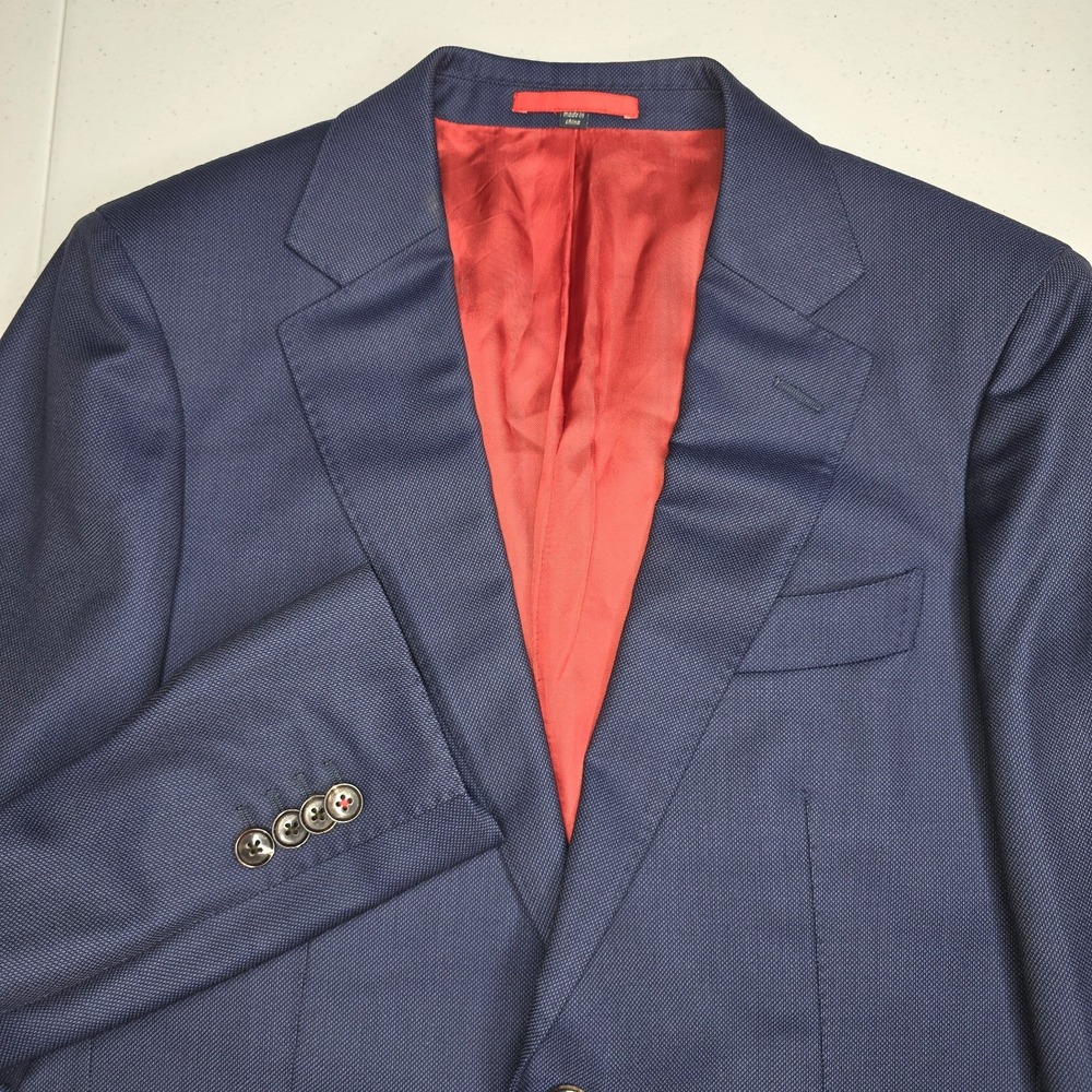 SUIT SUPPLY Men's Sienna Blue Blazer Size 44 Vitale Barberis Canonico -1761